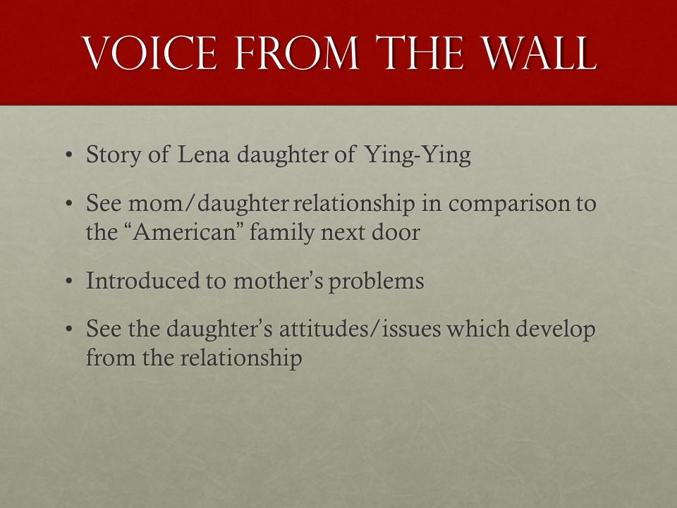 The mother daughter relationships in the joy luck club